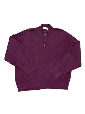 Orvis Burgundy 1/4-Zip Sweater Size XXL 70% Cotton 22% Silk 8% Cashmere Mens